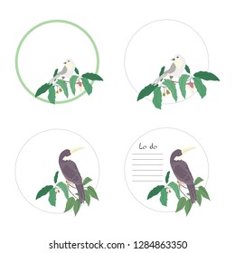 Notepad vector template for TO DO List, dairy, schedule. Birds and flowers   