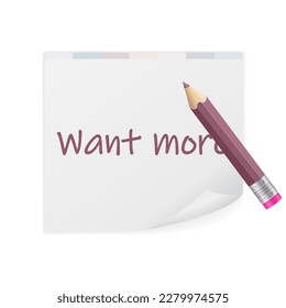 Notepad want more text on a white background. Vector illustration.