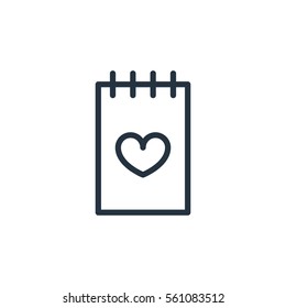 notepad web thin line icon on white background;  minimalistic office