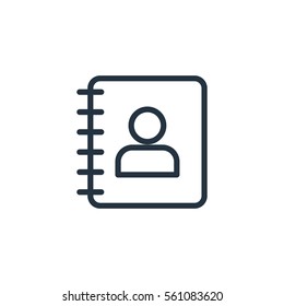 notepad web thin line icon on white background;  minimalistic office