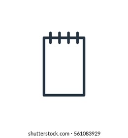 notepad web thin line icon on white background;  minimalistic office