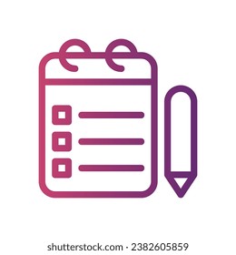 notepads line gradient icon logo for website, application, printing, document, poster design, etc, Suitable for web Design,Logo,App