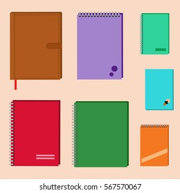 Notepads and notebooks set of isolated objects Vector