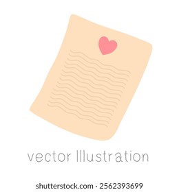 Notepaper with heart vector illustration.