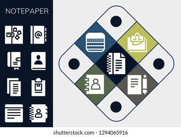 notepaper icon set. 13 filled notepaper icons. Simple modern icons about  - Notes, Agenda, Notepad, Note