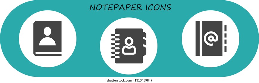 notepaper icon set. 3 filled notepaper icons.  Simple modern icons about  - Agenda