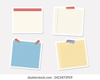 Notepaper journal with adhesive tape sticker set vector