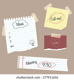 Notepaper with messages and doodles