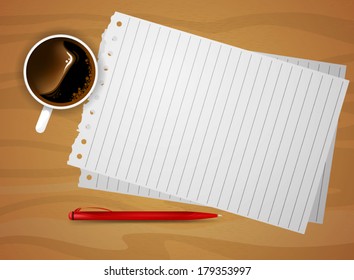 Notepaper on desk vector background