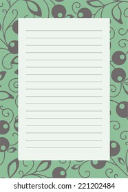 Notepaper page with floral background