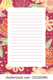 Notepaper page with flowers