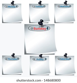 Note-paper with pin. EPS 10