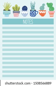 Notes A4 printable page for planner, diary, notebook or organiser.