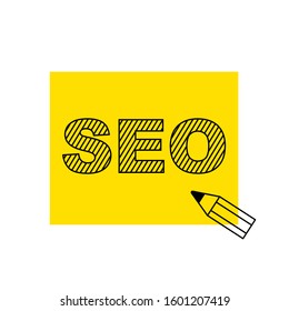 Notes about SEO icon on white. Vector sign