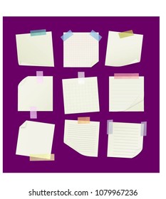 Notes attached with sticky tape