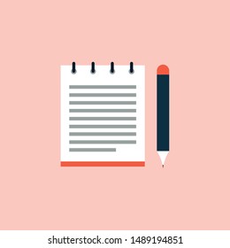 Notes book and pen vector icon