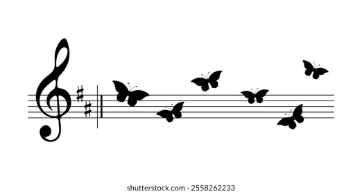 Notes and butterflies,  vector eps 10