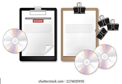 Notes and Cds Vector realistic. 3d detailed illustrations