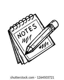 notes concept. spiral notepad and pencil.