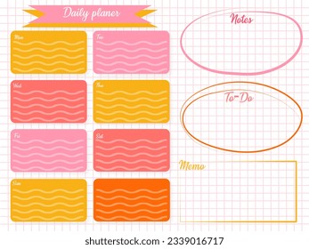 Notes Cute daily planer, to do on white background, notes, to do, reminds 