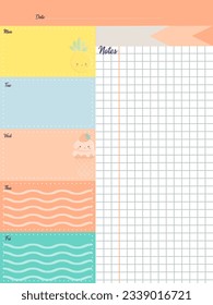 Notes Cute daily planer, para hacer sobre fondo blanco, notas, para hacer, recuerda 