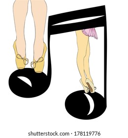Notes Dancing - Illustration of a ballerina who dances between the notes