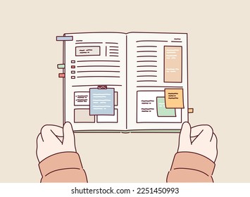 Notes, Diary writing concept.  Hand drawn style vector design illustrations.