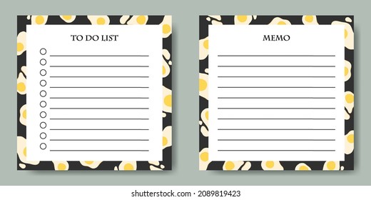Notes To Do List Template with Eggs Doodle Illustration Background for Stationary Stuff