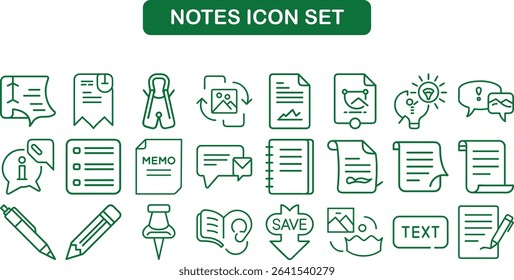 
Notes and Document Management Icon Set