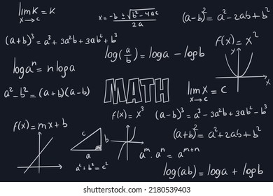 Anmerkungen zu Übungen, Formeln und Gleichungen der mathematischen Berechnung auf schwarzem Hintergrund