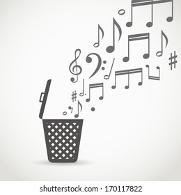 Notes flowing into a garbage basket