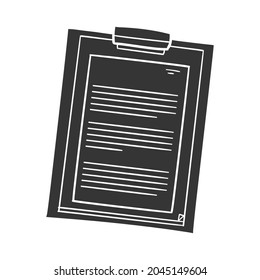 Notes Folder Icon Silhouette Illustration. Document Checklist Vector Graphic Pictogram Symbol Clip Art. Doodle Sketch Black Sign.