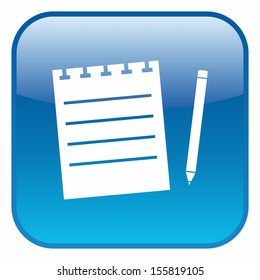 Notes (glossy rounded button, blue version)