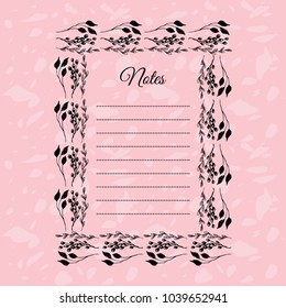 notes with hand drawn floral frame