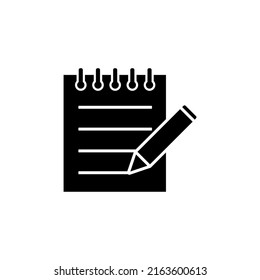 Notes icon black color design illustration vector isolated. Notes logo.Memo icon