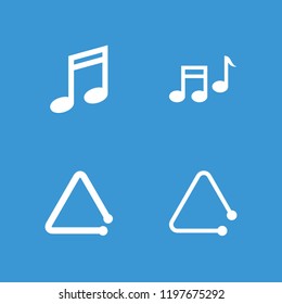 Notes icon. collection of 4 notes filled icons such as music note, triangle musical instrument. editable notes icons for web and mobile.