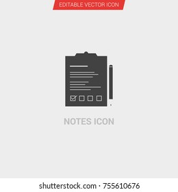 Notes icon dark grey new trendy flat style vector symbol