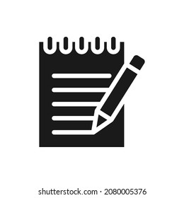 Notes icon flat style. Note book, journal, diary symbol concept isolated on white background. Vector illustration
