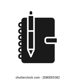 Estilo plano de icono de notas. Libro de notas, diario, concepto de símbolo diario aislado en fondo blanco. Ilustración del vector