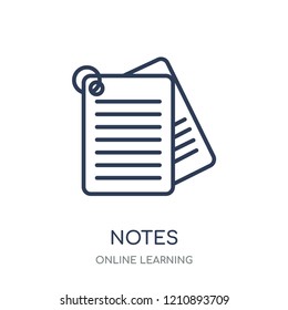 Notes icon. Notes linear symbol design from Online learning collection.