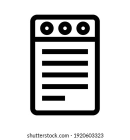 icono de notas o logotipo símbolo de signo aislado ilustración vectorial - iconos vectoriales de estilo negro de alta calidad
