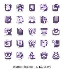 Notes Icon Pack für Ihre Website, Ihr Handy, Ihre Präsentation und Ihr Logo-Design. Notizen Symbolzeile Grundfarbdesign. Vektorgrafik-Illustration und bearbeitbarer Strich.