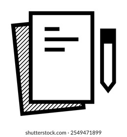 Notes icon. Pencil and notes. Note paper and pen
