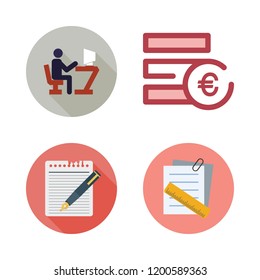 notes icon set. vector set about euro, studying and note icons set.