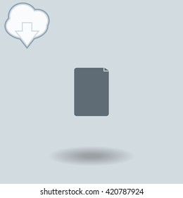 Notes icon with shadow. Cloud of download with arrow.