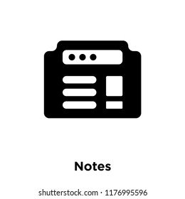 Notes icon vector isolated on white background, logo concept of Notes sign on transparent background, filled black symbol