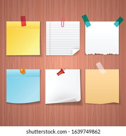 Notes icons detailed photo realistic vector set