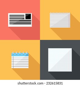 Notes icons. Flat design style modern vector illustration. Isolated on stylish color background. Flat long shadow icon. Elements in flat design.