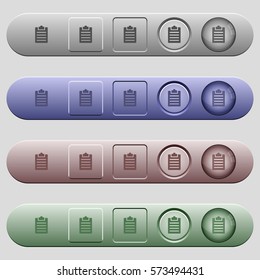 Notes icons on rounded horizontal menu bars in different colors and button styles