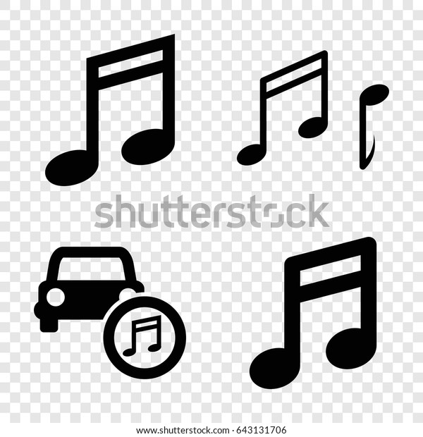 Notes icons set. set of 4 notes filled icons such as\
car music, note